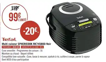 Géant Casino Tefal Multi Cuiseur SPHERICOOK RK745800 Noir offre