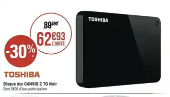 Géant Casino Toshiba Disque Dur Canvio 2 To Noir offre