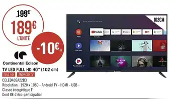 Géant Casino Tv Led Full HD 40 102cm offre