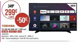 Toshiba Tv Led 4k UHD 43 108cm