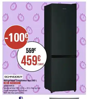 Géant Casino Schneider Réfrigérateur Congélateur Bas 290L offre