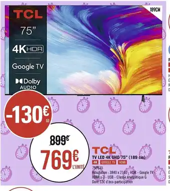 TCL Tv Led 4k UHD 75 189cm