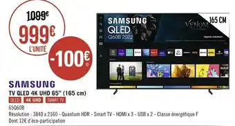Géant Casino Samsung Tv Qled 4k UHD 65 165cm offre
