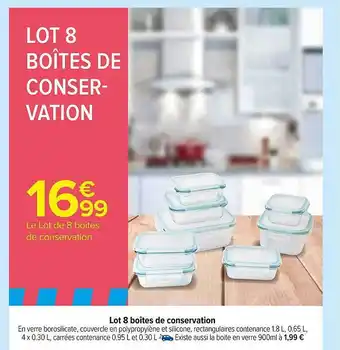 Carrefour Lot 8 boîtes de conservation offre