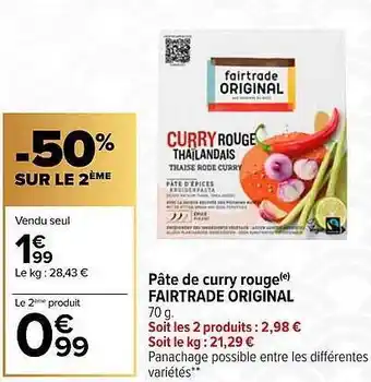 Carrefour Pâte de curry rouge fairtrade original offre