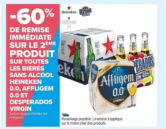 Carrefour Bières sans alcool heineken 0.0, affligem 0.0 et desperados virgin offre