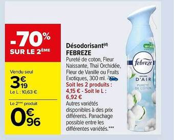 Carrefour Désodorisant febreze offre