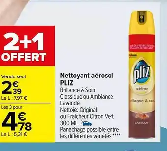 Carrefour Nettoyant aérosol pliz offre