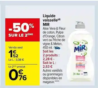 Carrefour Liquide vaisselle mir offre