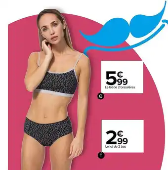Carrefour Le lot de 2 brassières, le lot de 2 bas offre