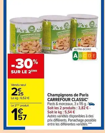 Carrefour Champignons de paris carrefour classic' offre