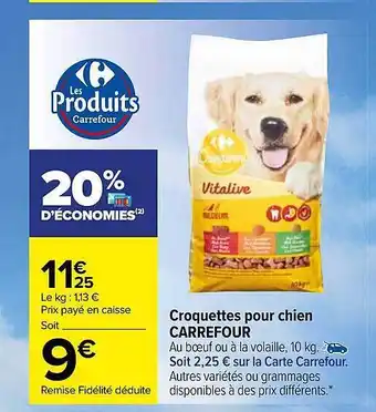 Carrefour Croquettes pour chien carrefour offre