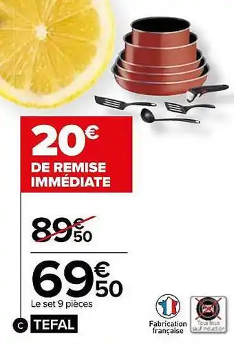 Carrefour Le set 9 pièces tefal offre