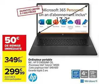 Carrefour Ordinateur portable hp offre