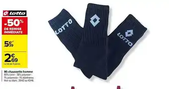 Carrefour Mi-chaussette homme lotto offre