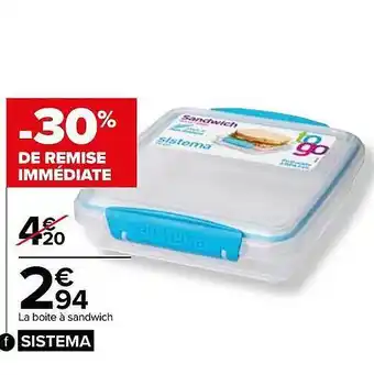 Carrefour La boîte à sandwich sistema offre