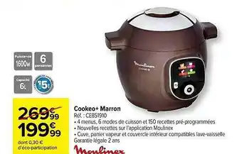 Carrefour Cookeo+ marron moulinex offre