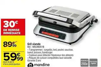 Carrefour Gril viande mandine offre