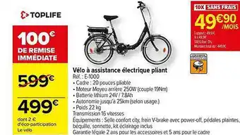Carrefour Vélo à assistance électrique pliant offre