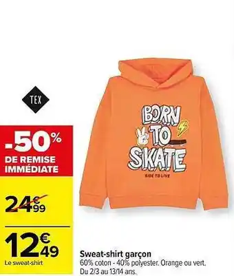 Carrefour Sweat-shirt garçon tex offre
