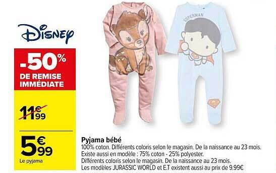 Pyjama bébé disney discount carrefour