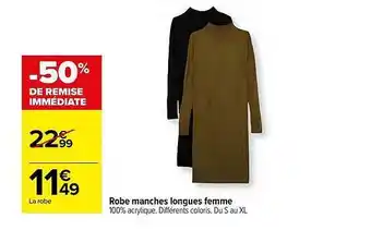 Carrefour Robe manches longues femme offre