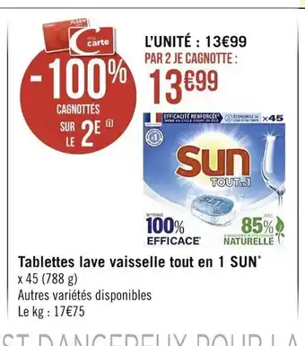 Casino Supermarchés Tablettes Lave Vaisselle Tout En 1 Sun offre