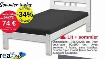 KREABEL Lit +Sommier offre