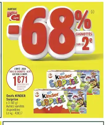 Géant Casino Oeufs Kinder Surprise offre