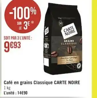 Géant Casino Cafe En Grains Classique Carte Noire offre