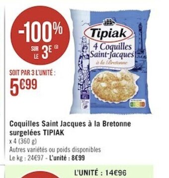 Coquilles Saint Jacques a La Bretonne Surgelees Tipiak