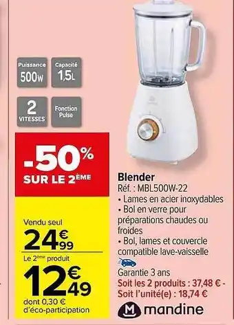 Carrefour Market Blender mandine offre