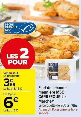 Carrefour Market Filet de limande meunière msc carrefour le marché offre