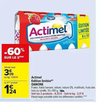 Carrefour Market Actimel édition limitée danone offre