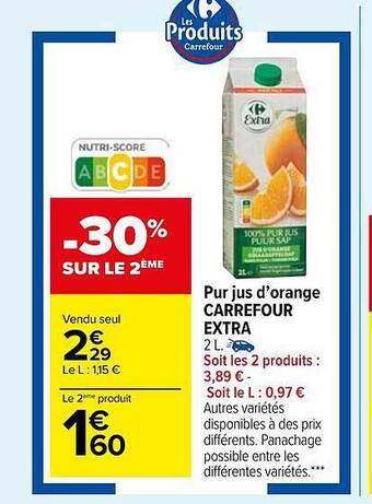 Carrefour Market Pur jus d'orange carrefour extra offre