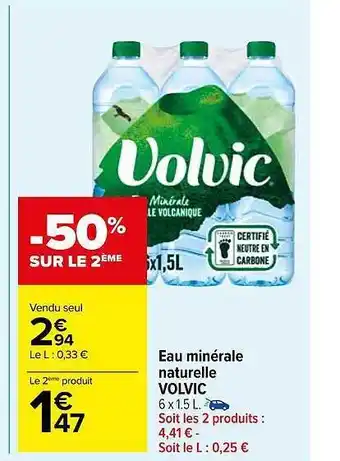 Carrefour Market Eau minérale naturelle volvic offre