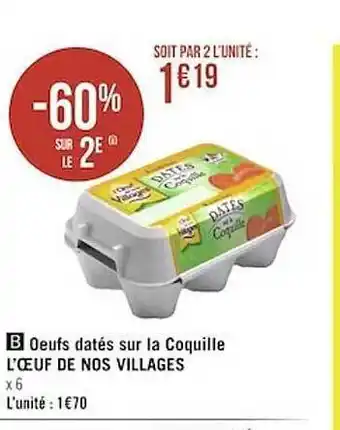 Géant Casino Œufs datés sur la coquille l’œuf de nos villages offre