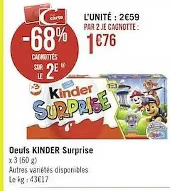 Géant Casino Œufs kinder surprise offre