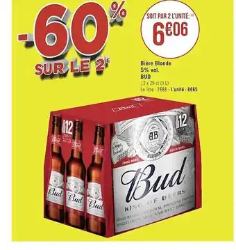 Géant Casino Bière bière blonde 5% vol. bud offre
