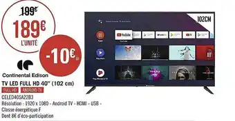 Géant Casino Tv led full hd 40 offre