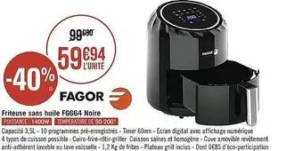 Géant Casino Friteuse sans huile fg664 noire fagor offre