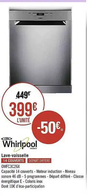 Géant Casino Lave-vaisselle whirlpool offre