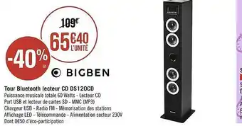 Géant Casino Tour bluetooth lecteur cd ds120cd bigben offre