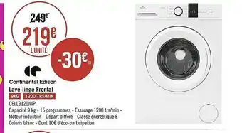 Géant Casino Lave-linge frontal continental edison offre