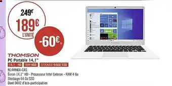 Géant Casino Pc portable 14,1 thomson offre
