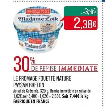 Match Le fromage fouetté nature paysan breton offre