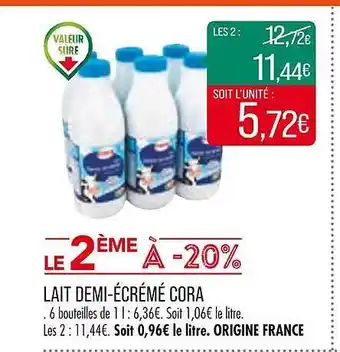 Match Lait demi-écrémé cora offre