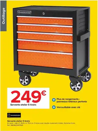 Castorama Servante atelier 5 tiroirs offre