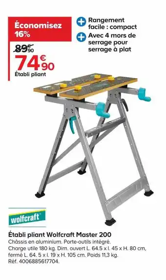 Ătabli pliant wolfcraft master 200