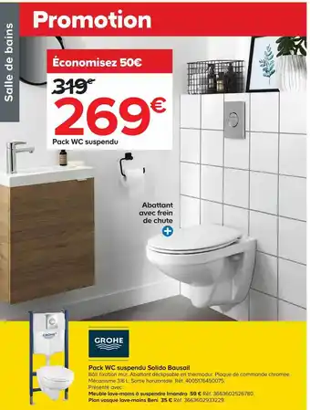 Castorama Pack wc suspendu solido bausail grohe offre